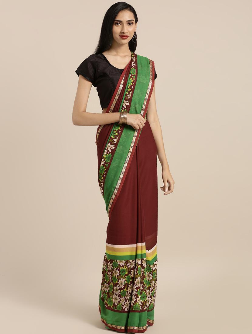 floral printed saree with blouse - 16645636 - Zoom Image - 1