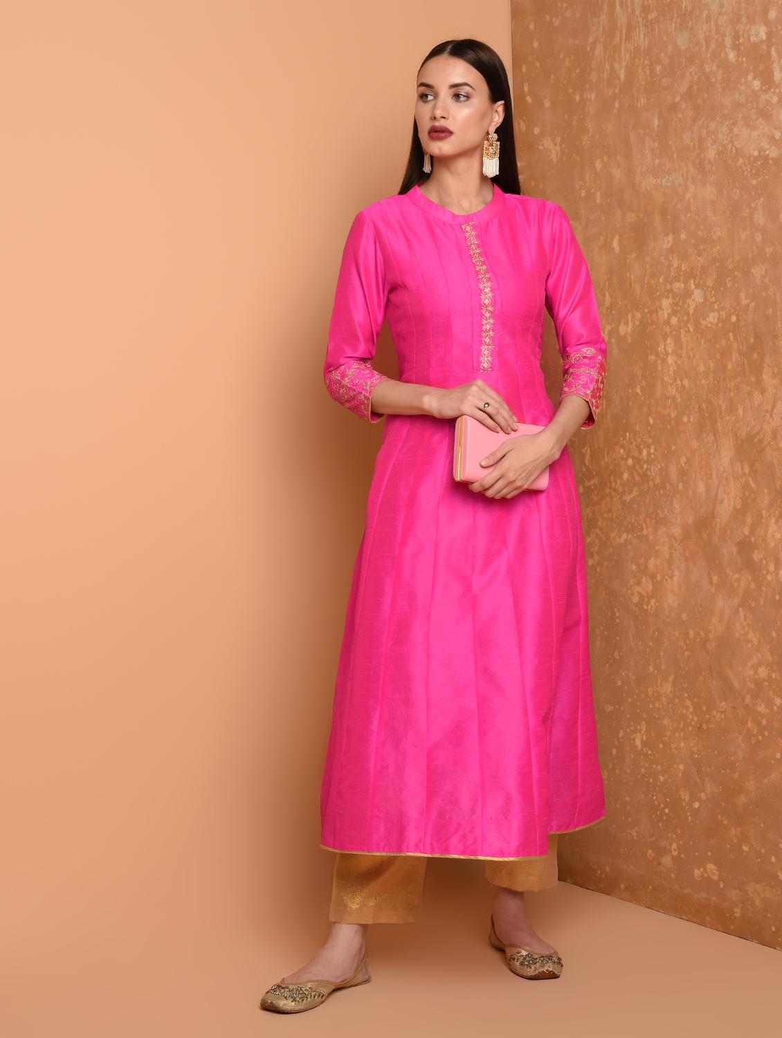 embroidered kalidaar kurta with pant set - 16645791 - Zoom Image - 1