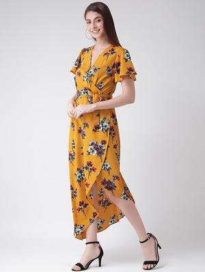 v neck asymmetric a-line dress - 16645800 - Standard Image - 2
