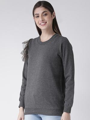 frill detail solid sweatshirt - 16645809 - Standard Image - 3