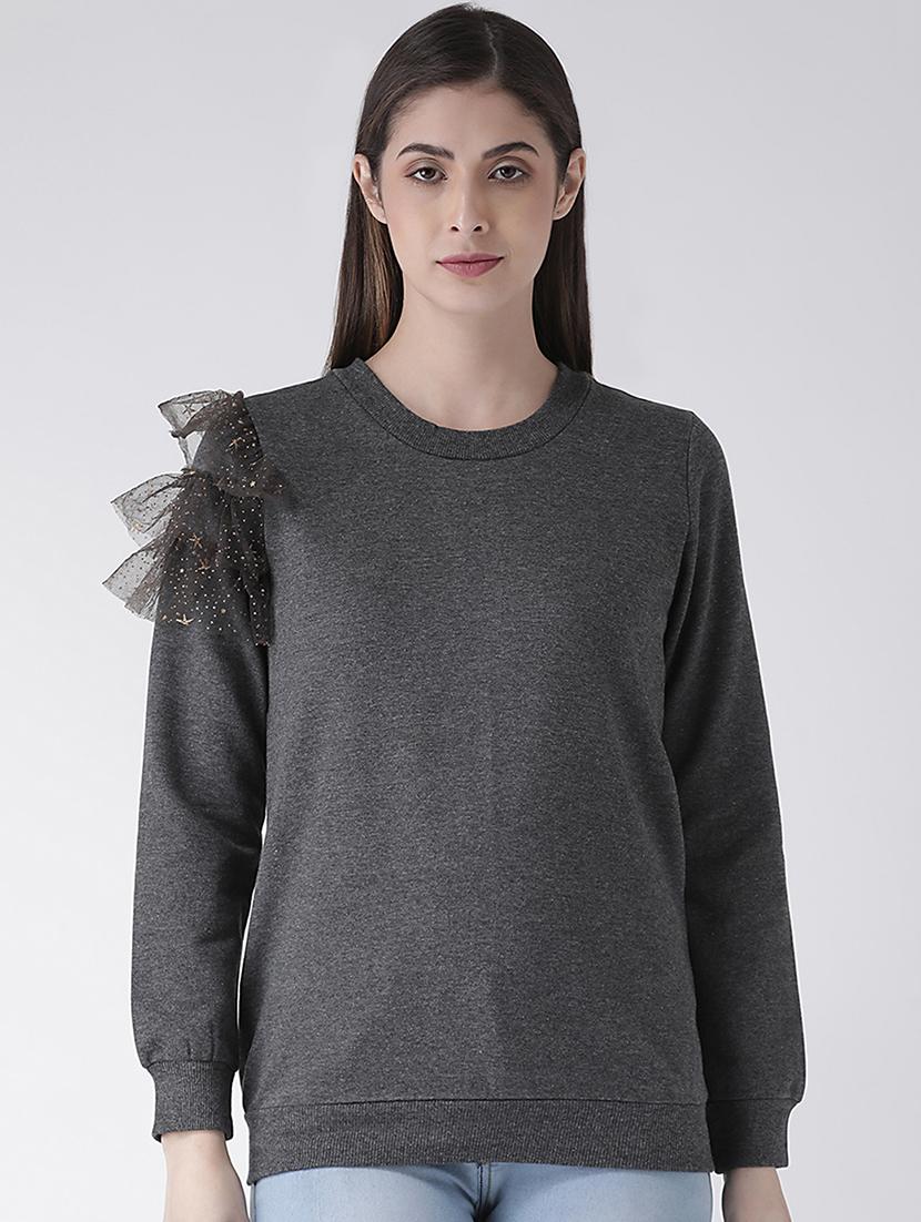 frill detail solid sweatshirt - 16645809 - Zoom Image - 2
