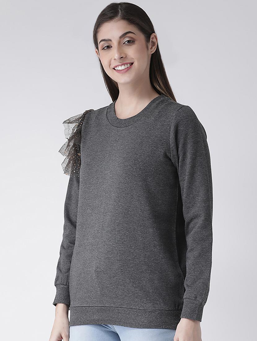 frill detail solid sweatshirt - 16645809 - Zoom Image - 3