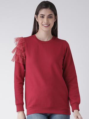 frill detail solid sweatshirt - 16645814 - Standard Image - 2