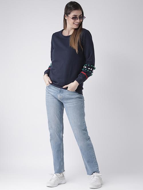pom pom detail solid sweatshirt - 16645816 - Standard Image - 1
