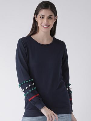 pom pom detail solid sweatshirt - 16645816 - Standard Image - 2