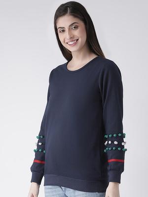 pom pom detail solid sweatshirt - 16645816 - Standard Image - 3