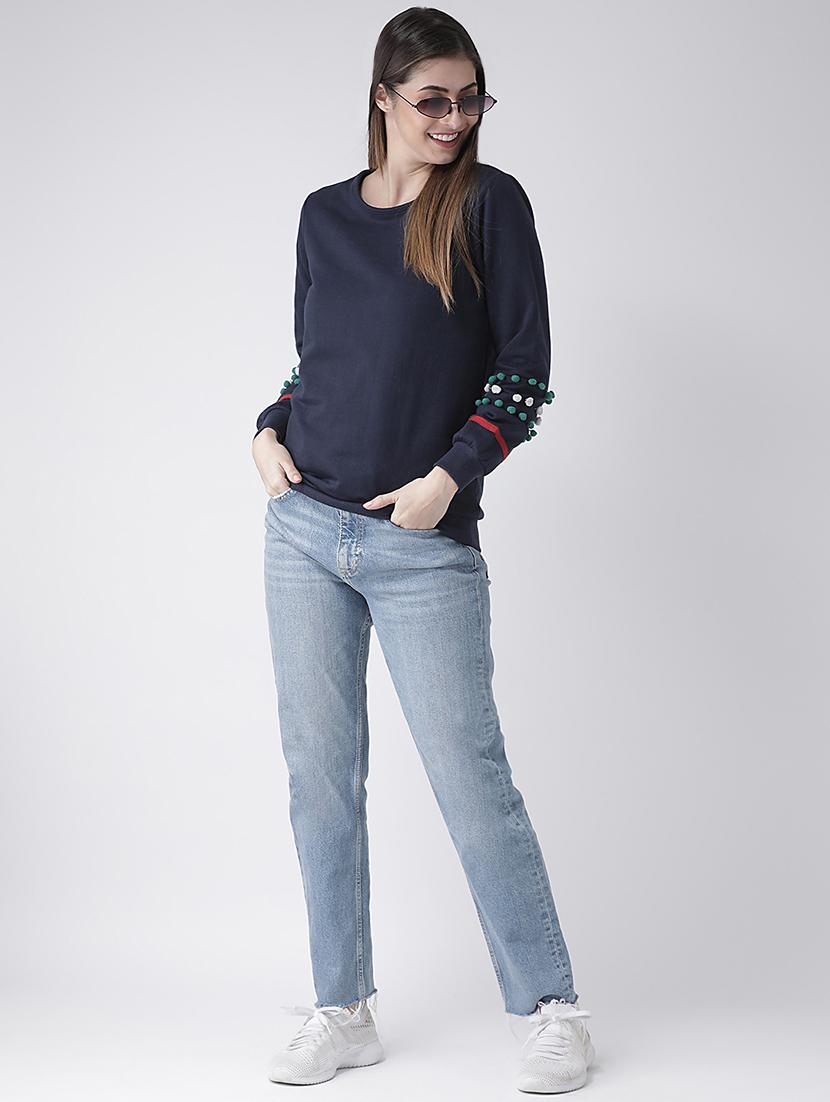pom pom detail solid sweatshirt - 16645816 - Zoom Image - 1