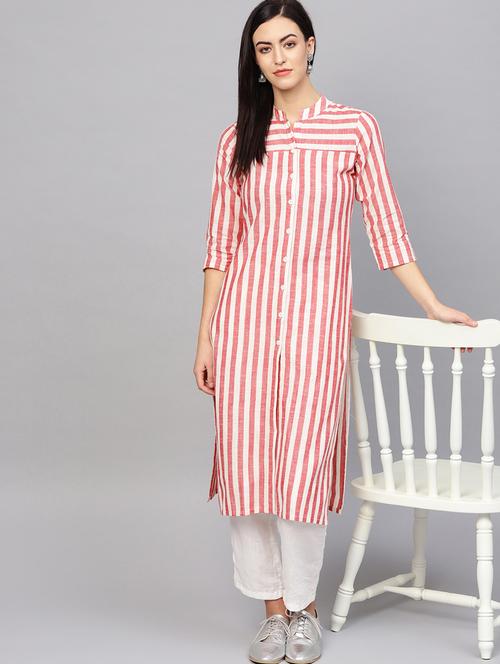 striped straight kurta - 16645933 - Standard Image - 1