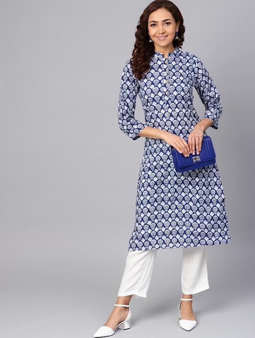 indigo straight kurta - 16645968 - Standard Image - 1