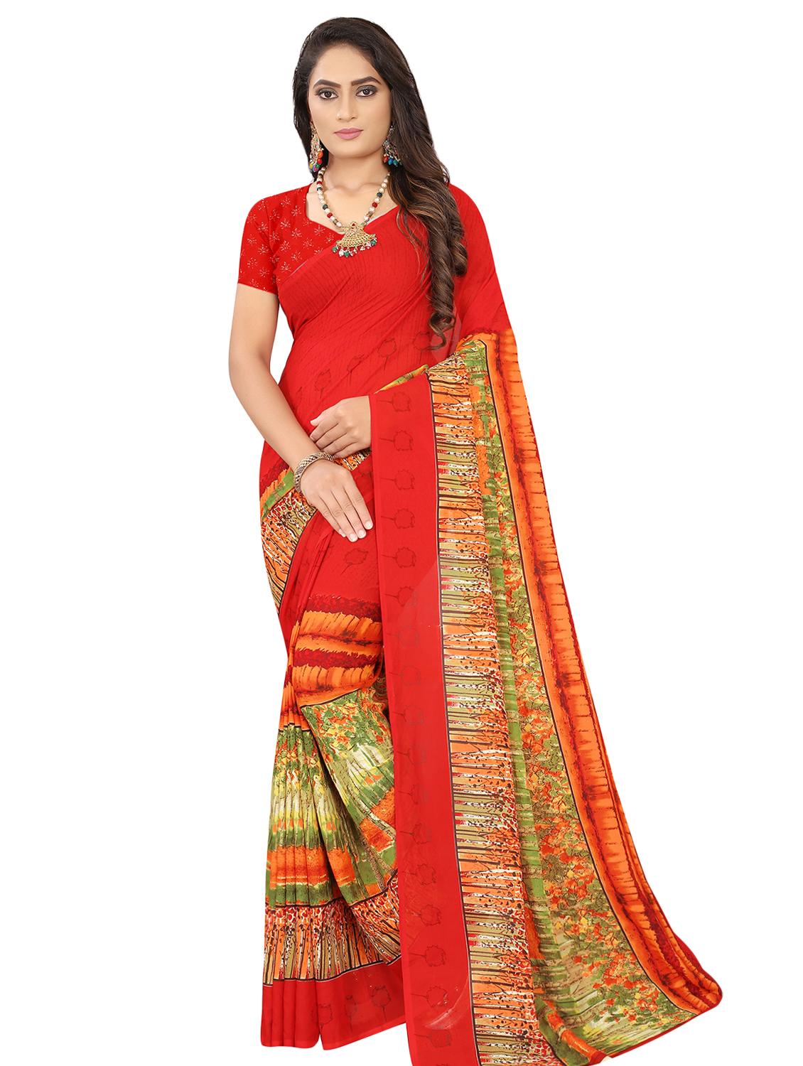abstract printed saree with blouse - 16646005 - Zoom Image - 1