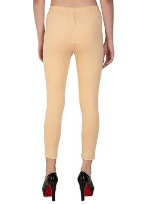 beige solid churidar - 16646228 - Standard Image - 3