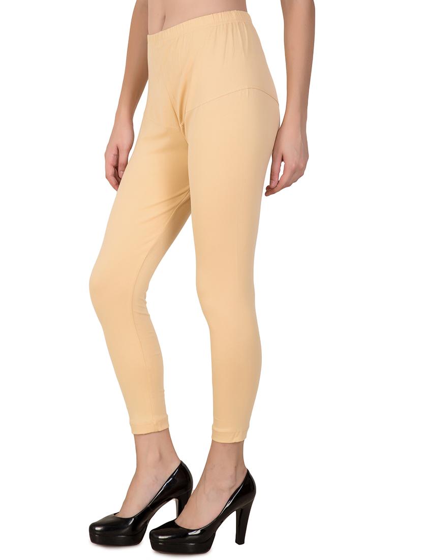 beige solid churidar - 16646228 - Zoom Image - 2
