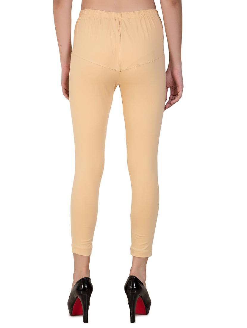 beige solid churidar - 16646228 - Zoom Image - 3