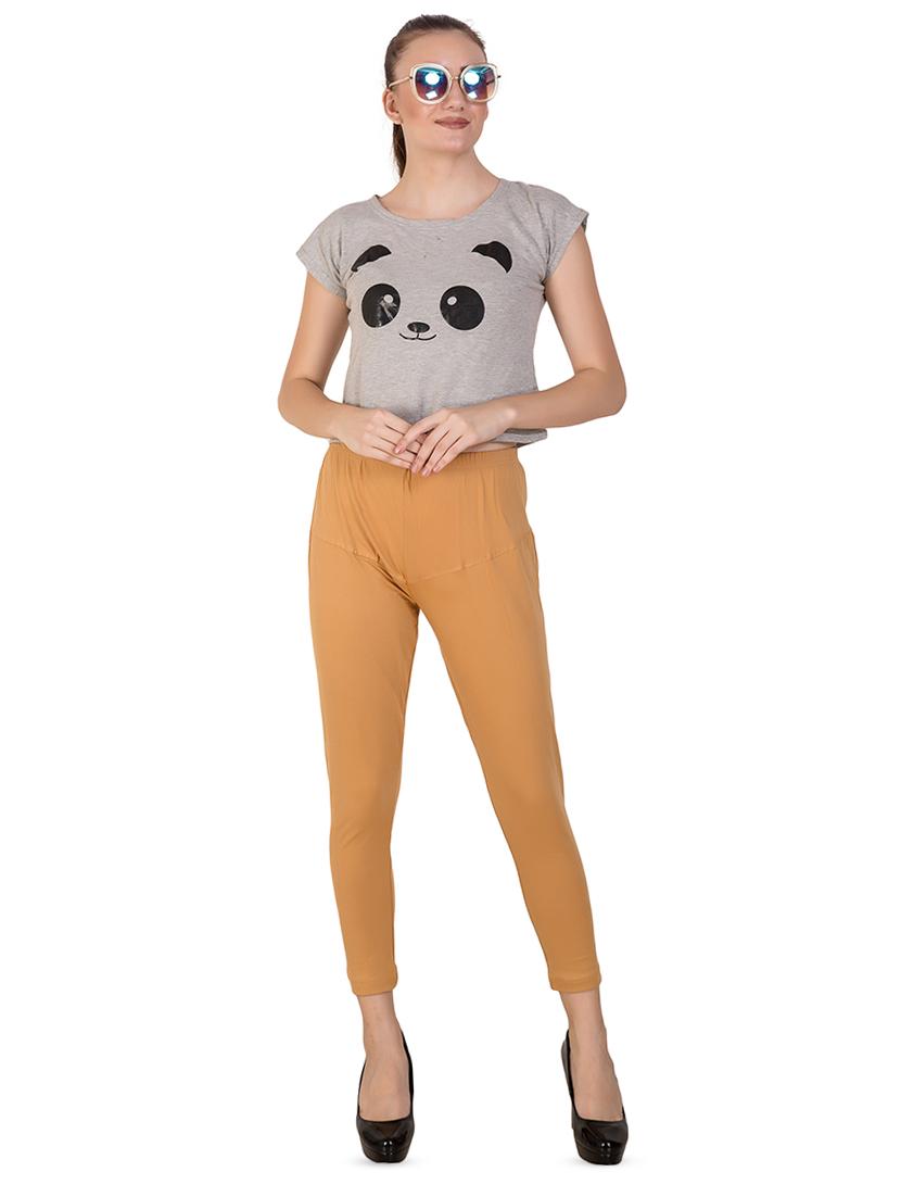 beige solid churidar - 16646230 - Zoom Image - 4