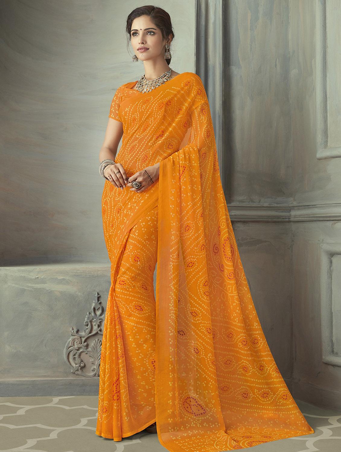 bandhani printed saree with blouse - 16646411 - Zoom Image - 1