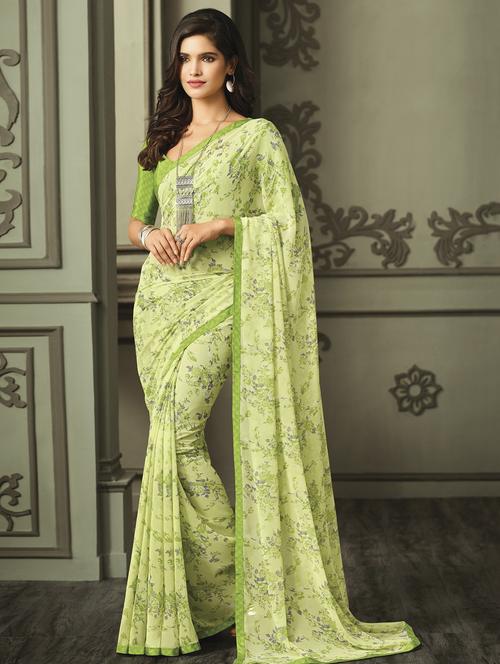 floral printed saree with blouse - 16646493 - Standard Image - 1