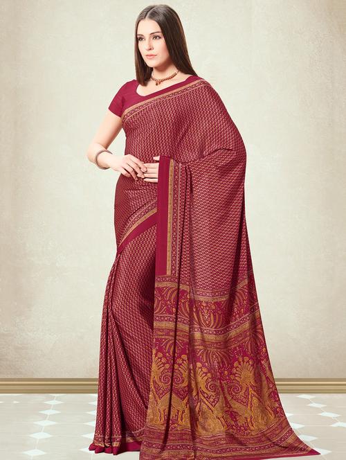 floral printed saree with blouse - 16646523 - Very Small Image - 1