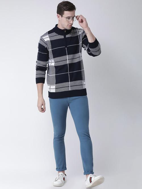 navy blue checkered pullover - 16646612 - Very Small Image - 1