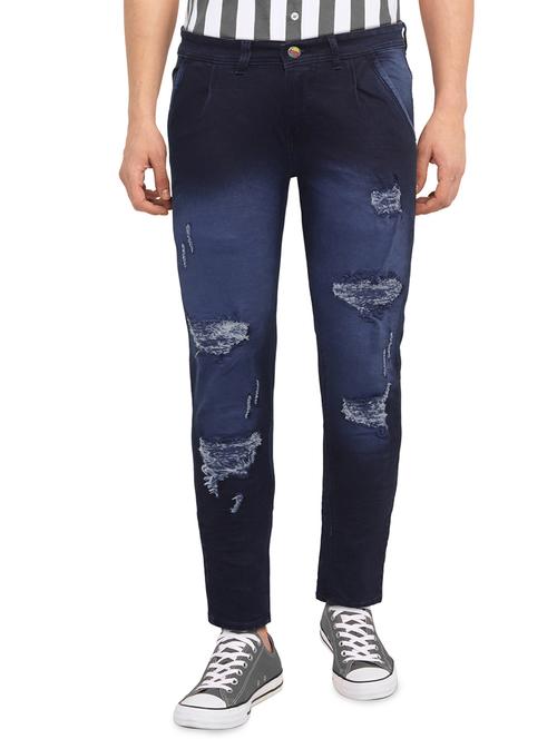blue heavy washed distressed denim jeans - 16646853 - Standard Image - 1
