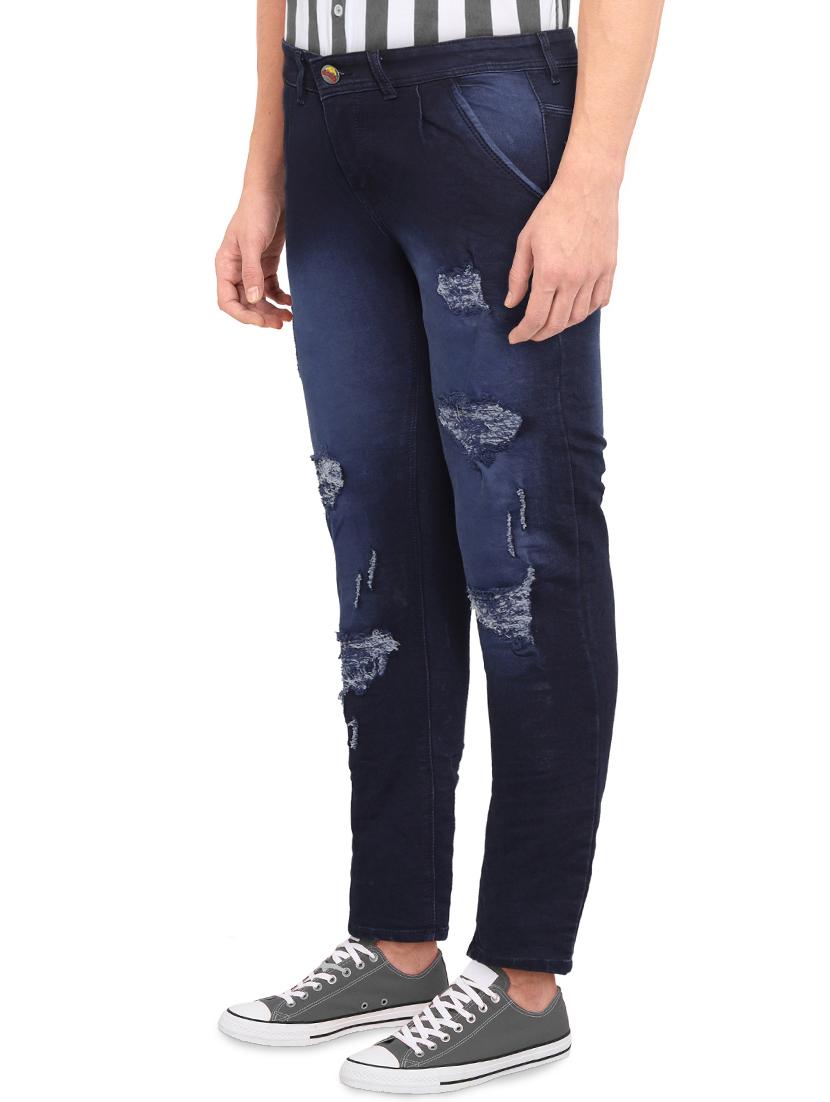 blue heavy washed distressed denim jeans - 16646853 - Zoom Image - 2