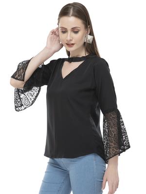laced bell sleeved choker neck top - 16646891 - Standard Image - 2