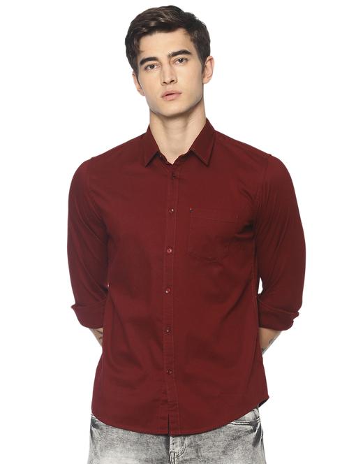 red solid casual shirt - 16648585 - Very Small Image - 1