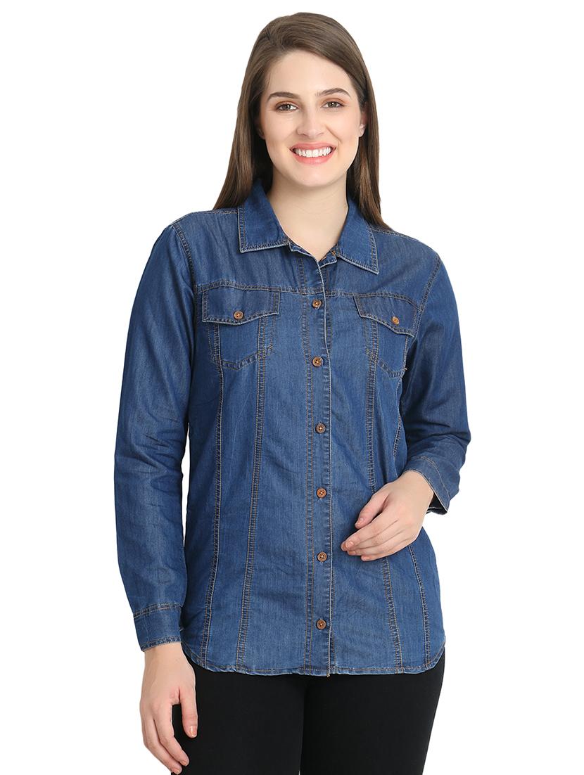 long sleeved denim shirt - 16648668 - Zoom Image - 1