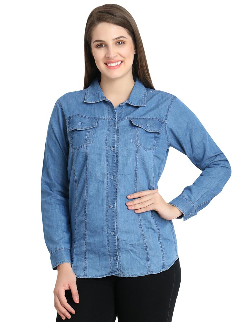 long sleeved denim shirt - 16648669 - Zoom Image - 1