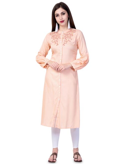 embroidered a-line kurta - 16648909 - Standard Image - 1