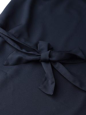 tie front solid belted dress - 16649223 - Standard Image - 6