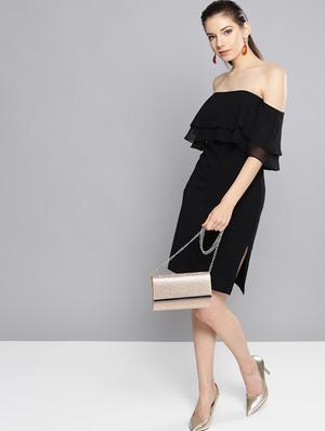 off shoulder solid bodycon dress - 16649227 - Standard Image - 4