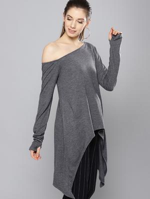 off shoulder asymmetric top - 16649233 - Standard Image - 2