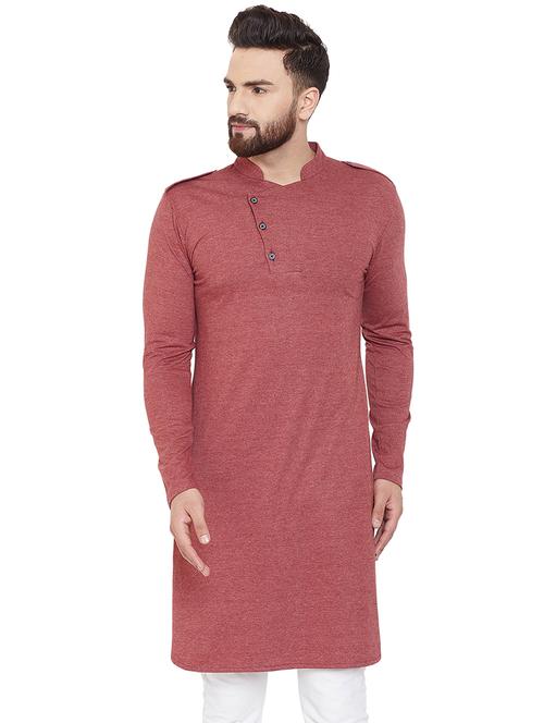 brown solid long kurta - 16649302 - Very Small Image - 1