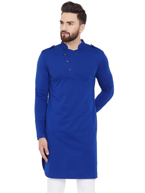 blue solid long kurta - 16649303 - Very Small Image - 1