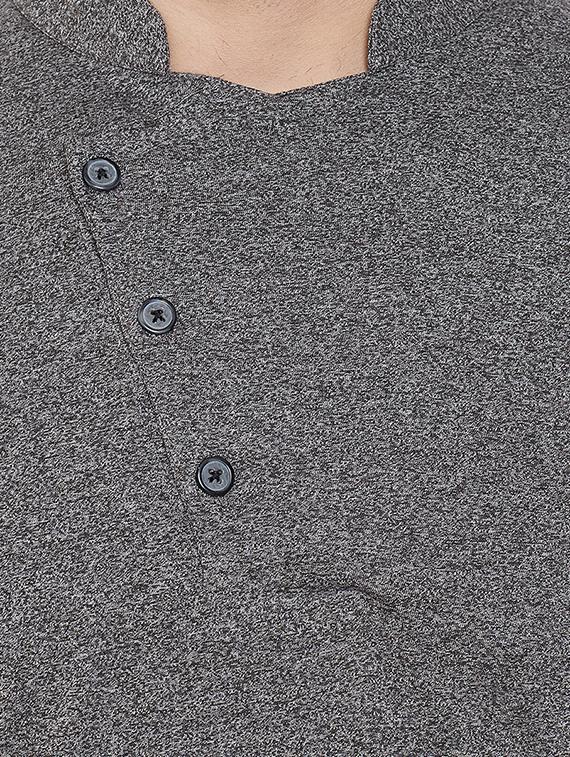 grey solid long kurta - 16649304 - Zoom Image - 4