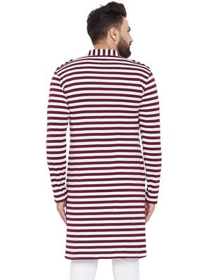 brown striped long kurta - 16649305 - Standard Image - 3