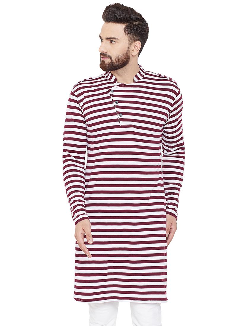 brown striped long kurta - 16649305 - Zoom Image - 1