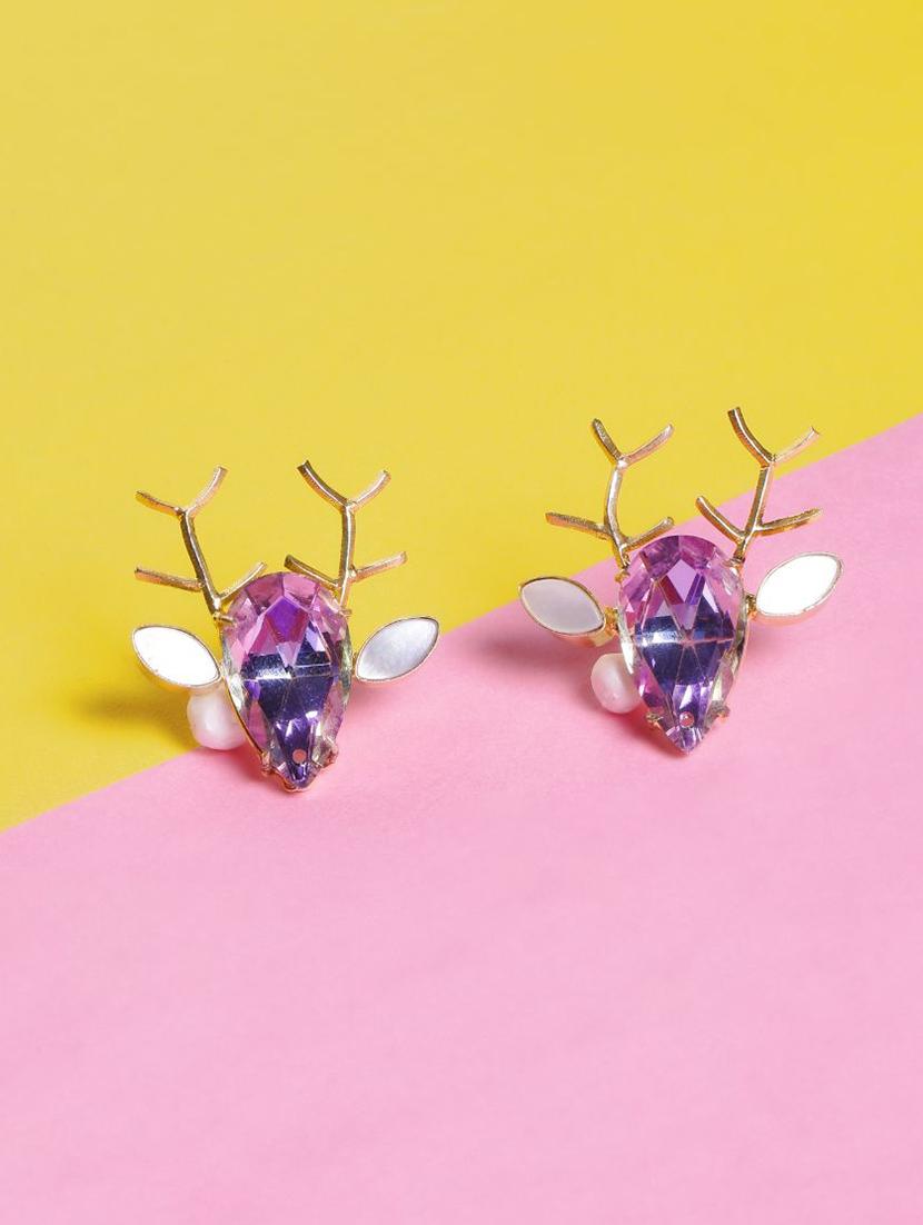pink brass studs earring - 16649345 - Zoom Image - 1