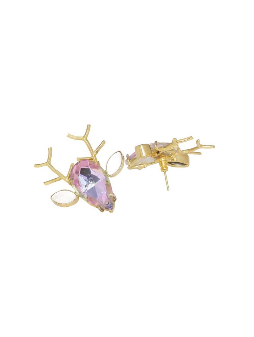 pink brass studs earring - 16649345 - Zoom Image - 3
