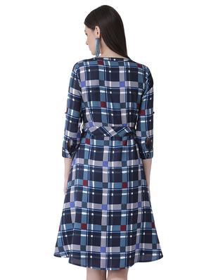 mandarin checkered a-line dress - 16649441 - Standard Image - 4