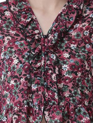 bell sleeved floral ruffle top - 16649454 - Standard Image - 5