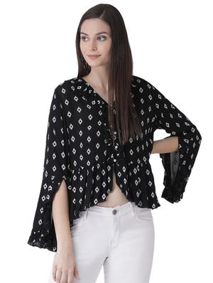 bell sleeved floral ruffle top - 16649455 - Standard Image - 2