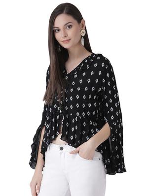 bell sleeved floral ruffle top - 16649455 - Standard Image - 3