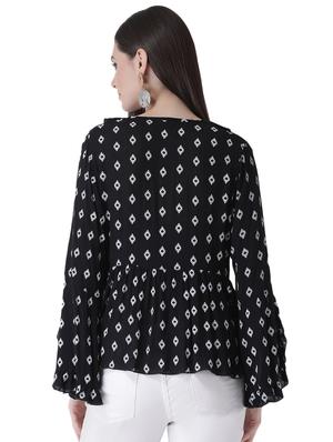 bell sleeved floral ruffle top - 16649455 - Standard Image - 4