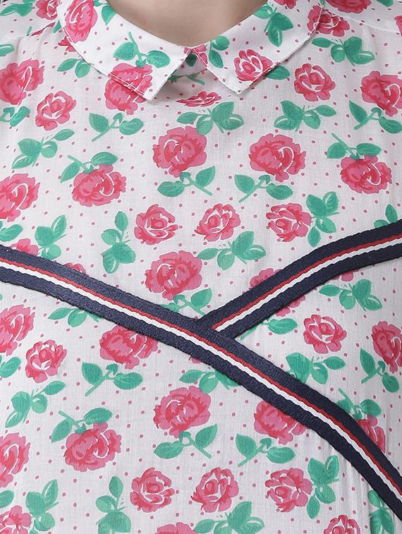 cold shoulder floral side tapping top - 16649469 - Zoom Image - 5