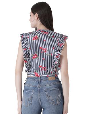 tie knot front frill trim crop top - 16649475 - Standard Image - 4