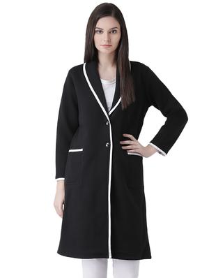 contrast piping long sleeved coat - 16649483 - Standard Image - 2