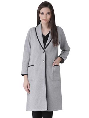 contrast piping long sleeved coat - 16649484 - Standard Image - 2