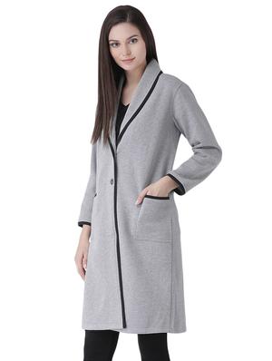 contrast piping long sleeved coat - 16649484 - Standard Image - 3