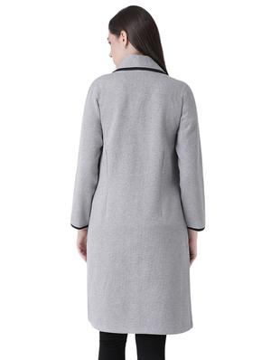 contrast piping long sleeved coat - 16649484 - Standard Image - 4